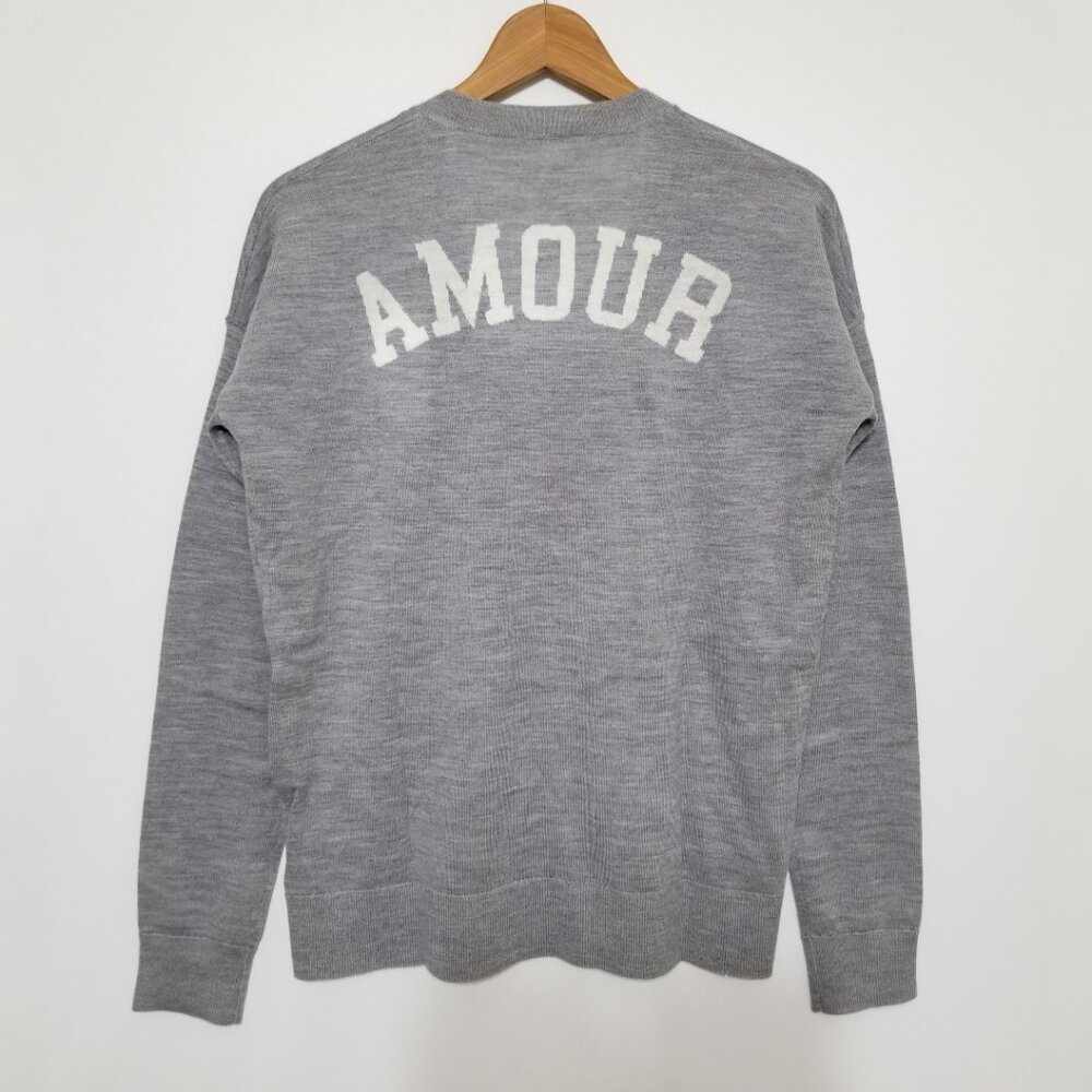 NWT Zadig & Voltaire Happy AMOUR‎ Merino Wool V-Neck Sweater in Grey Size S, M